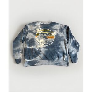 Disney Stitch Tie Dye Sweatshirt Blue White XL Lilo and Stitch‎ Ukulele Wave